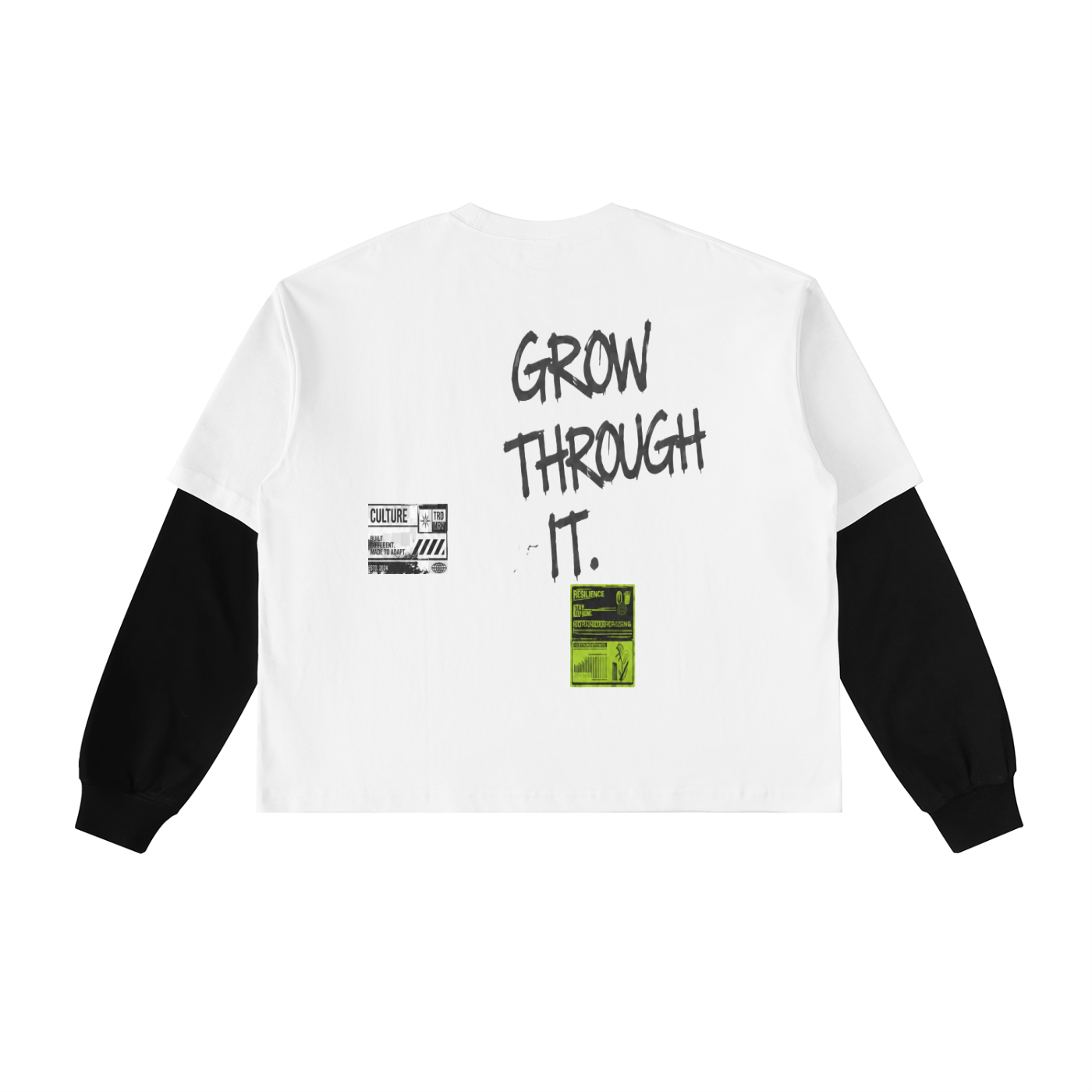 Layered Contrast Sleeve Cotton T-Shirt