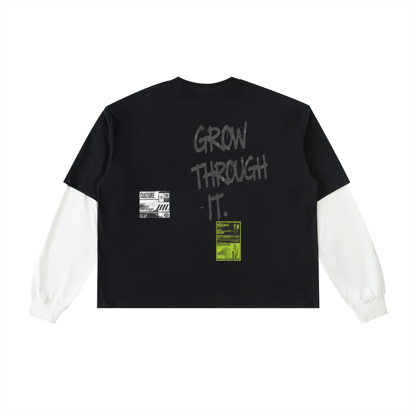 Layered Contrast Sleeve Cotton T-Shirt